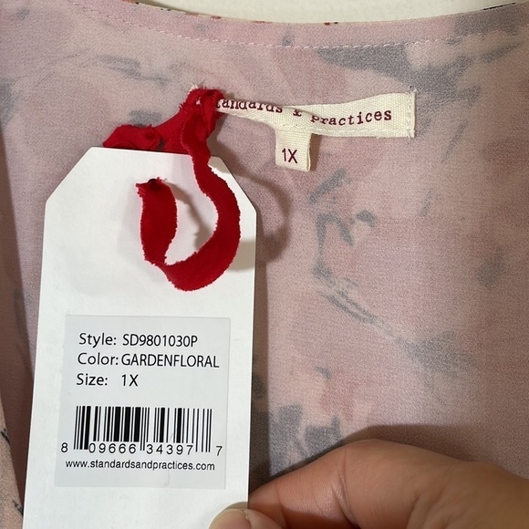 NWT. Standards & Practices 1X Wrap Hi-Low Garden Floral Maxi Chiffon Dress. - Picture 4 of 15